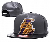 Lakers Team Logo Gray Leather Adjustable Hat GS,baseball caps,new era cap wholesale,wholesale hats